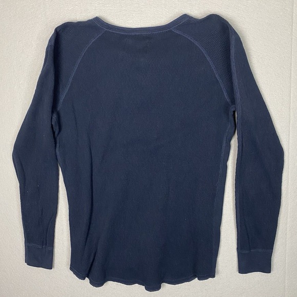 Reigning Champ Shirt Mens Large Blue Thermal Waffle Knit Henley Outdoors Hiking - Picture 2 of 9